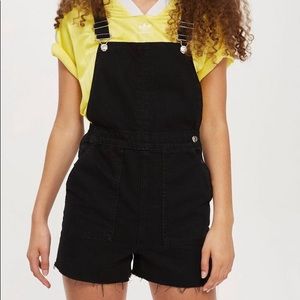 Topshop Denim Overalls in Washed Black Size US 2